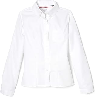 French Toast Girls' Fitted Wrinkle-Resistant Long Sleeve Oxford Shirt