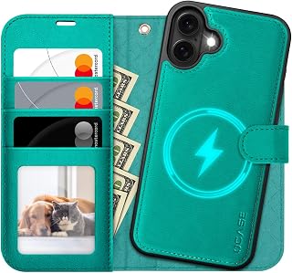 OCASE Custodia Amovibile per iPhone 16 (6,1 Pollici) Blu Verde