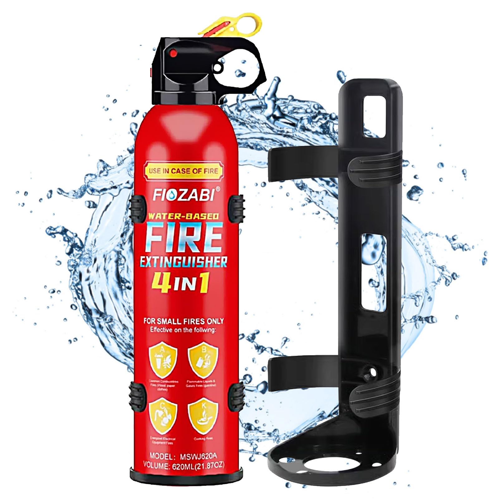 FIOZABI 1 PACK Portable Fire Extinguisher Spray 4 in-1 With Bracket for The Hous