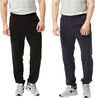 TEX2FIT 2-Pack Men's Jogging Pants with Side Pockets, Elastic Bottom, Soft Fleece Sweat Pants