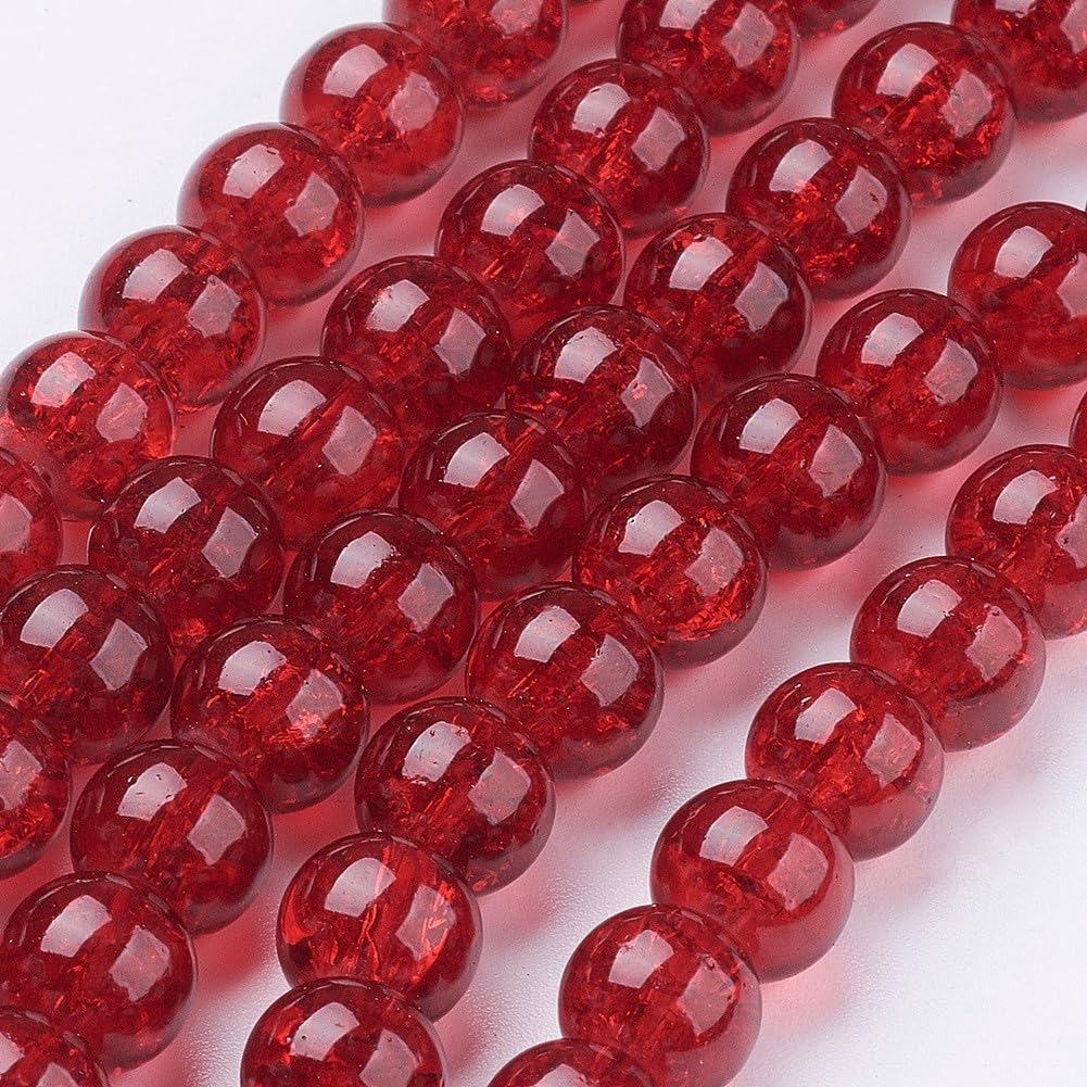 About 100pcs 8mm Round Crackle Glass Beads Handmade Loose Spacer Beads for DIY F