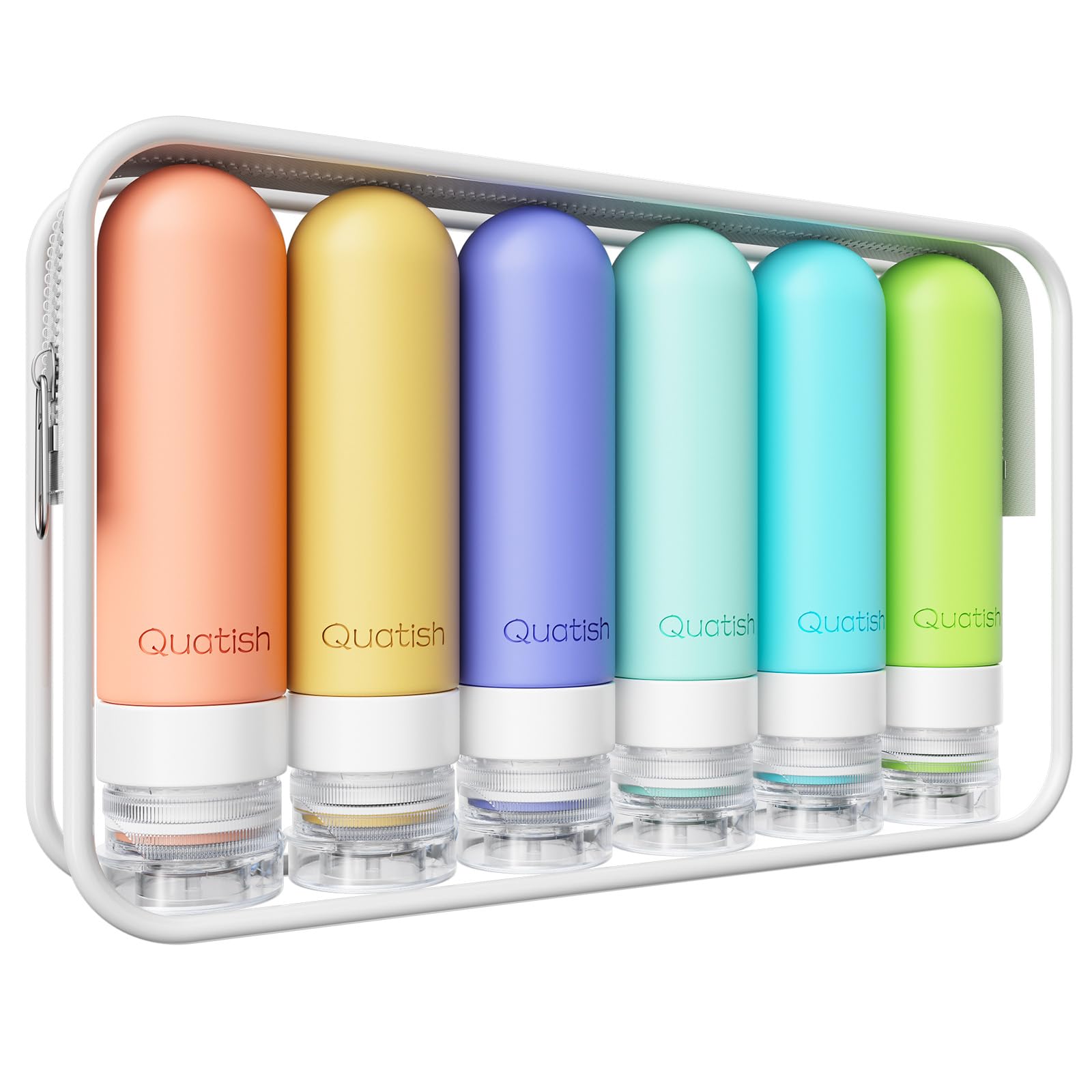 Quatish Travel Bottles for Toiletries 6 Pack, Original Patented Leakproof 3 oz T