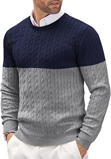 Coofandy Men's Crewneck Slim Fit Lightweight Casual Twist Knit Sweatshirt