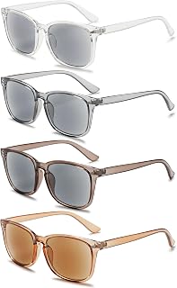 VEVESMUNDO Reading Glasses with Sun Protection, Tinted Reading Aid, Visual Aid, Sunglasses, Reading Sunglasses with Vision Correction, for Men and Women