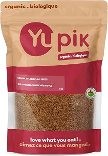 Yupik Organic Golden Flax Seeds, 1 kg, Gluten-Free, Non-GMO, Kosher, Raw Seeds, Excellent Source of Fiber, Source of Omega-3, Plant-Based Protein, Ideal for Beverages, Baking & Topping