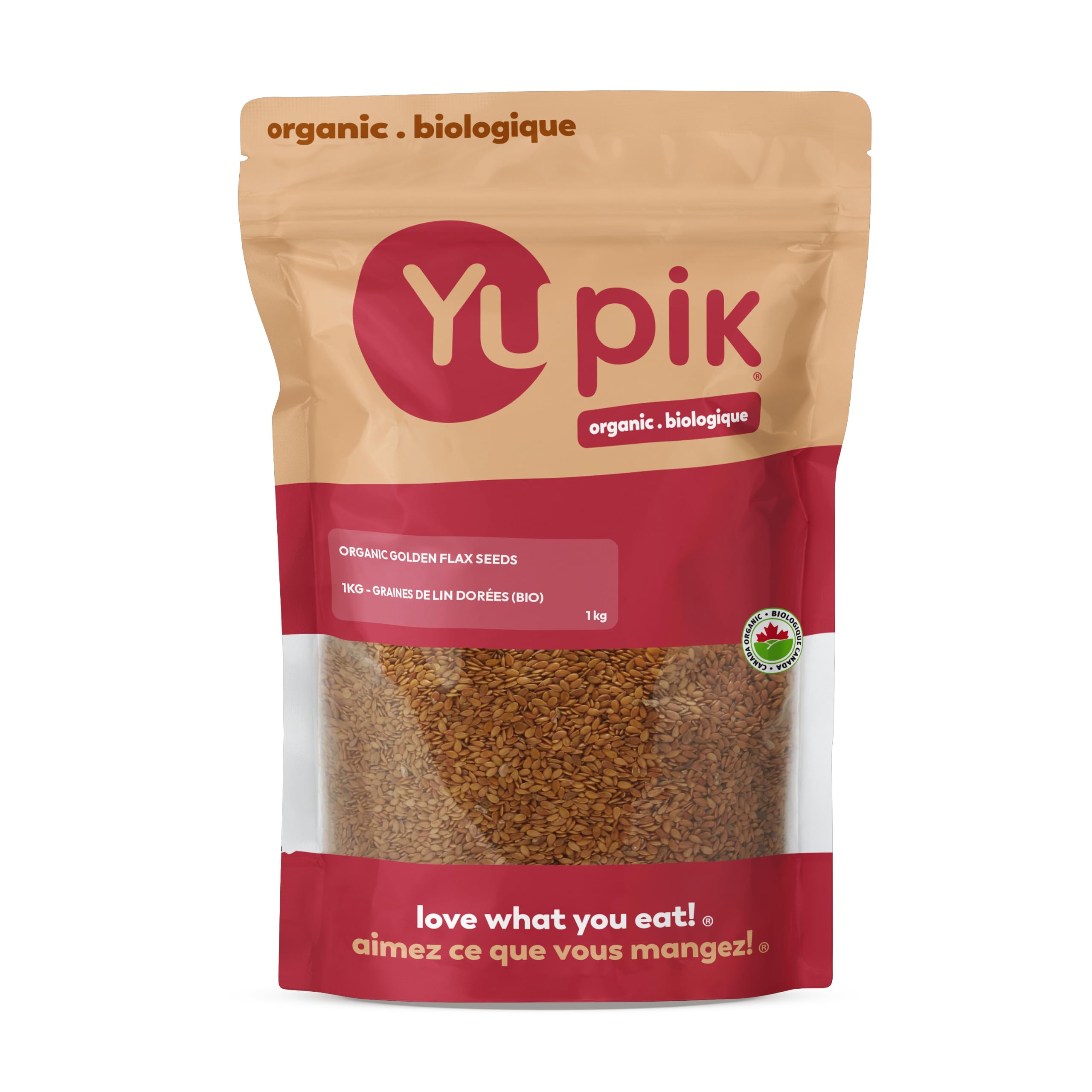 Yupik Organic Golden Flax Seeds, 1 kg, Gluten-Free, Non-GMO, Kosher, Raw Seeds, 
