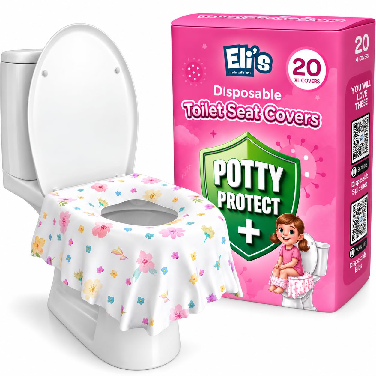 Eli with Love 20 Pack Extra Large Disposable Toilet Seat Cover (Floral) – Toddle
