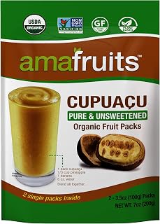 Amafruits Cupuacu Frozen Puree Pure and Unsweetened/USDA Organic/Non-GMO Certified / 100% Natural Superfruit / 24 Packs x 3.5oz