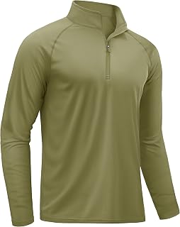TACVASEN Rash Guard Mens Swim Shirt Long Sleeve UV Fishing Sun Protection UPF 50 Running Athletic 1/4 Zip Shirt for Men