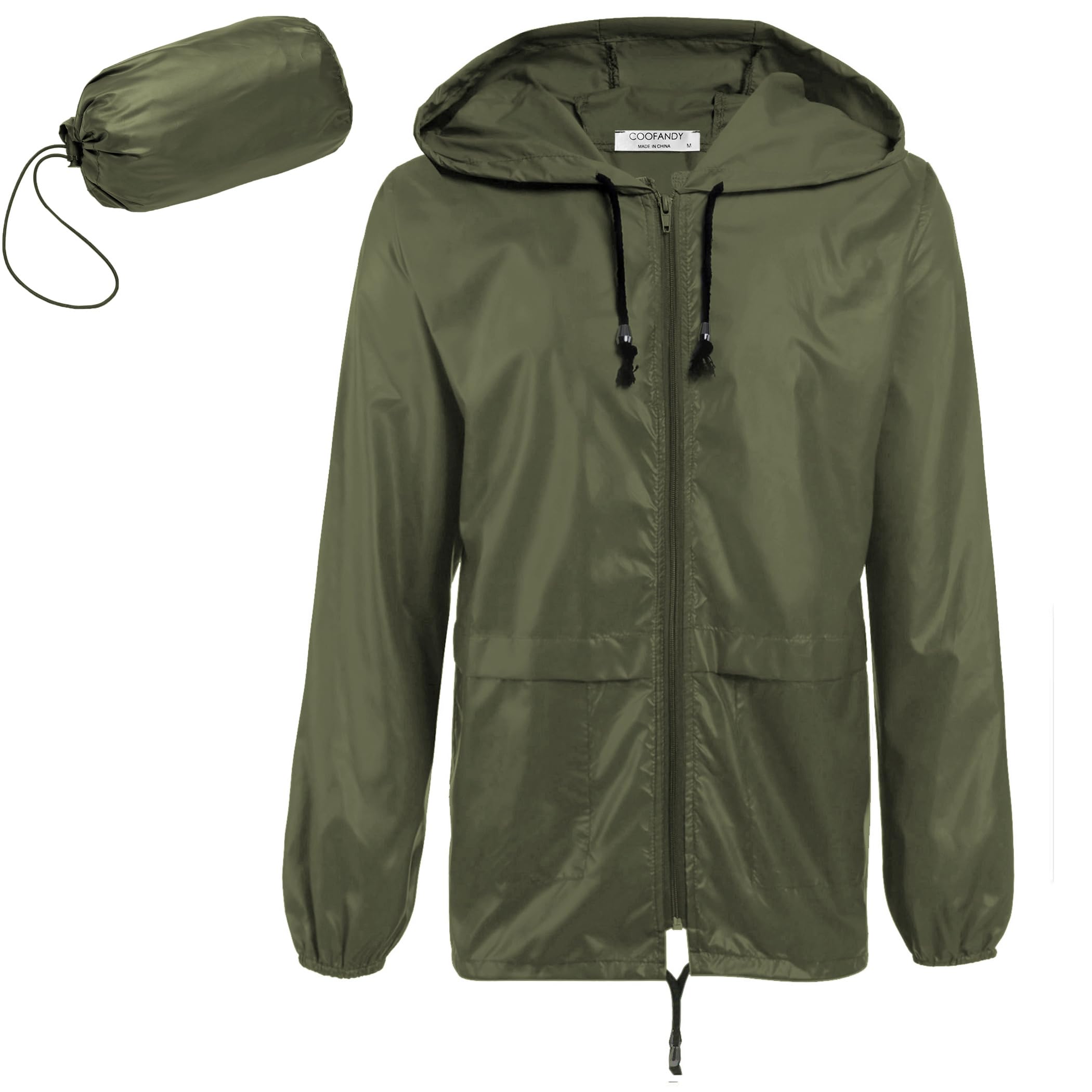 COOFANDY Men's Packable Rain Jacket Outdoor Waterproof Hooded Lightweight Classi