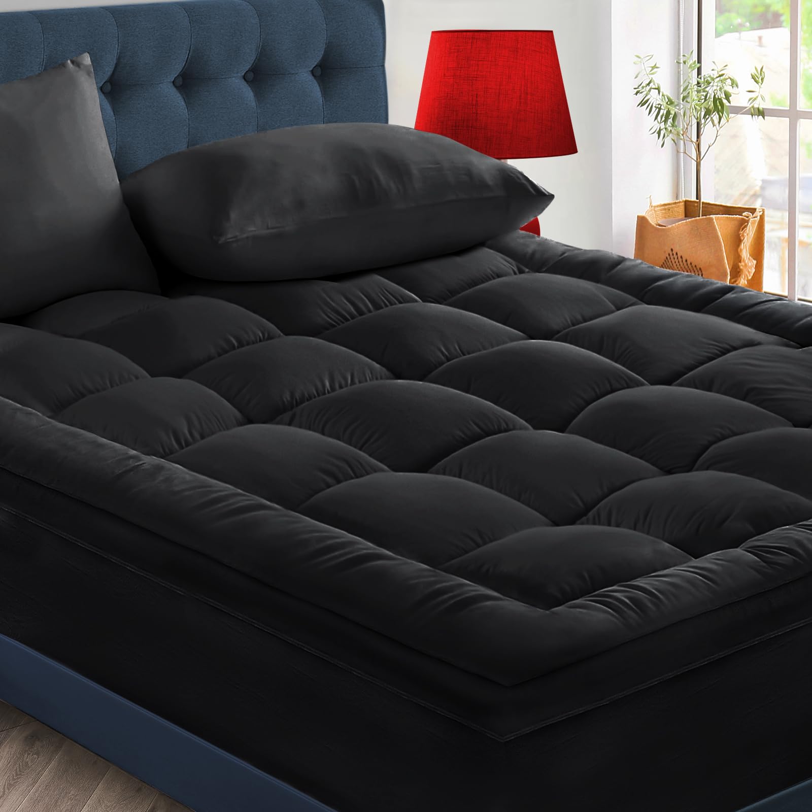 CYMULA King Size Mattress Topper - Extra Thick Cooling Mattress Pad Cover for Ba