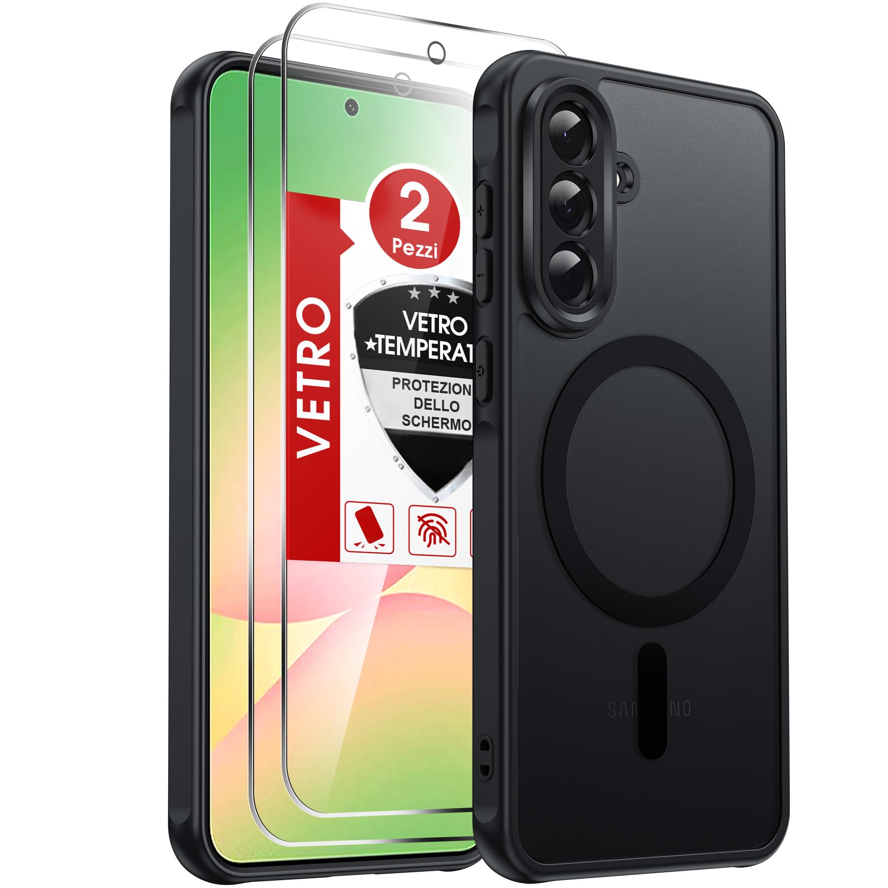 LeYi Magnetic Cover for Samsung Galaxy A56 5G with Tempered Glass (Black) | Case