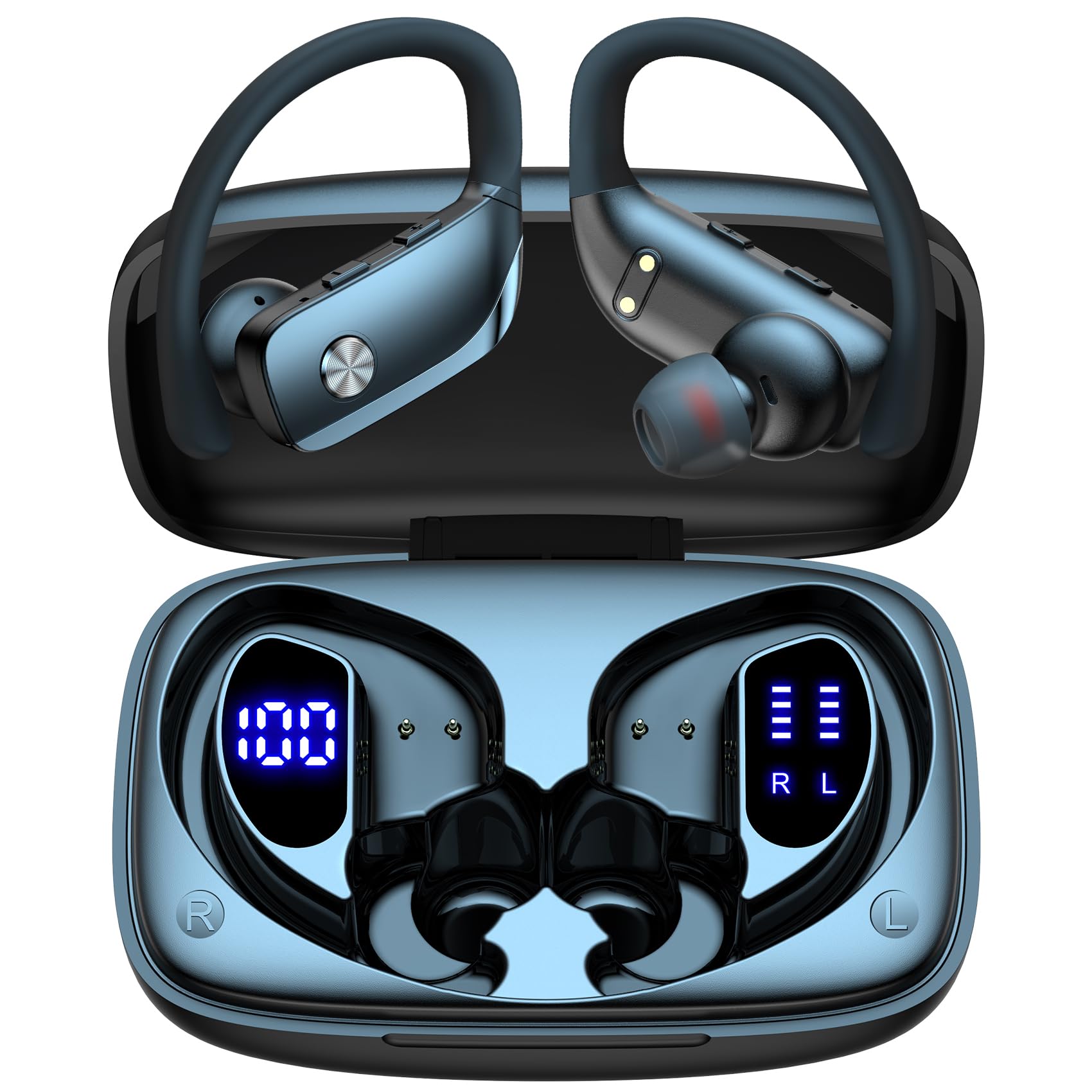 bmani Ear Buds Wireless Earbuds Bluetooth Headphones with 80H Playtime LED Displ