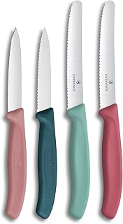 Victorinox Swiss Classic Tomato and Vegetable Knife Set, 4-Piece, 8-11 cm | Serrated and straight edge blades, stainless steel, ideal for fruit and veg, ergonomic handles, dishwasher safe