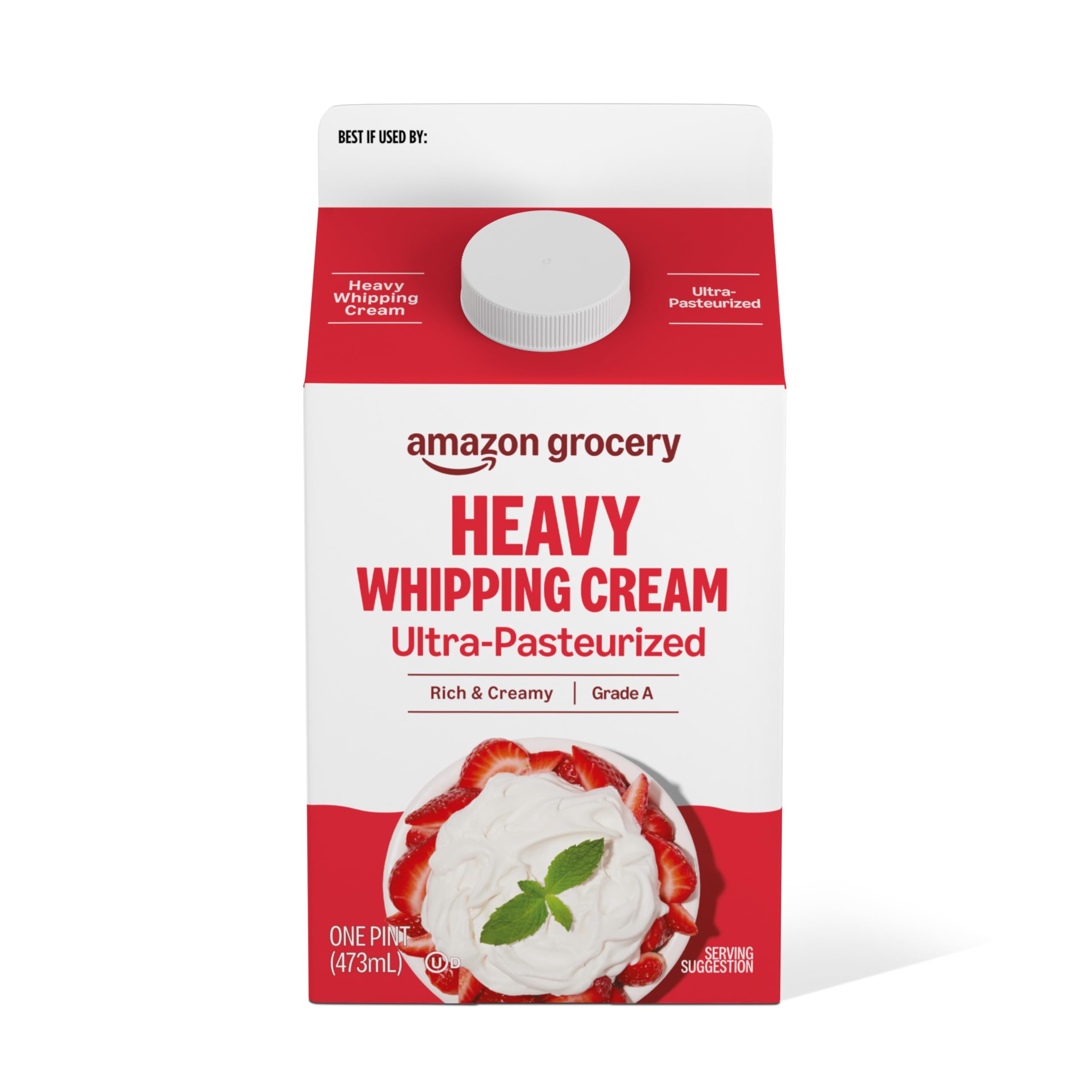 Amazon Grocery, Heavy Whipping Cream, Ultra-Pasteurized, 16 Fl Oz