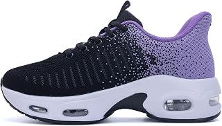 Zapatillas de deporte para mujer, manos libres, sin cordones, para caminar, Negro, púrpura, 38.5 EU