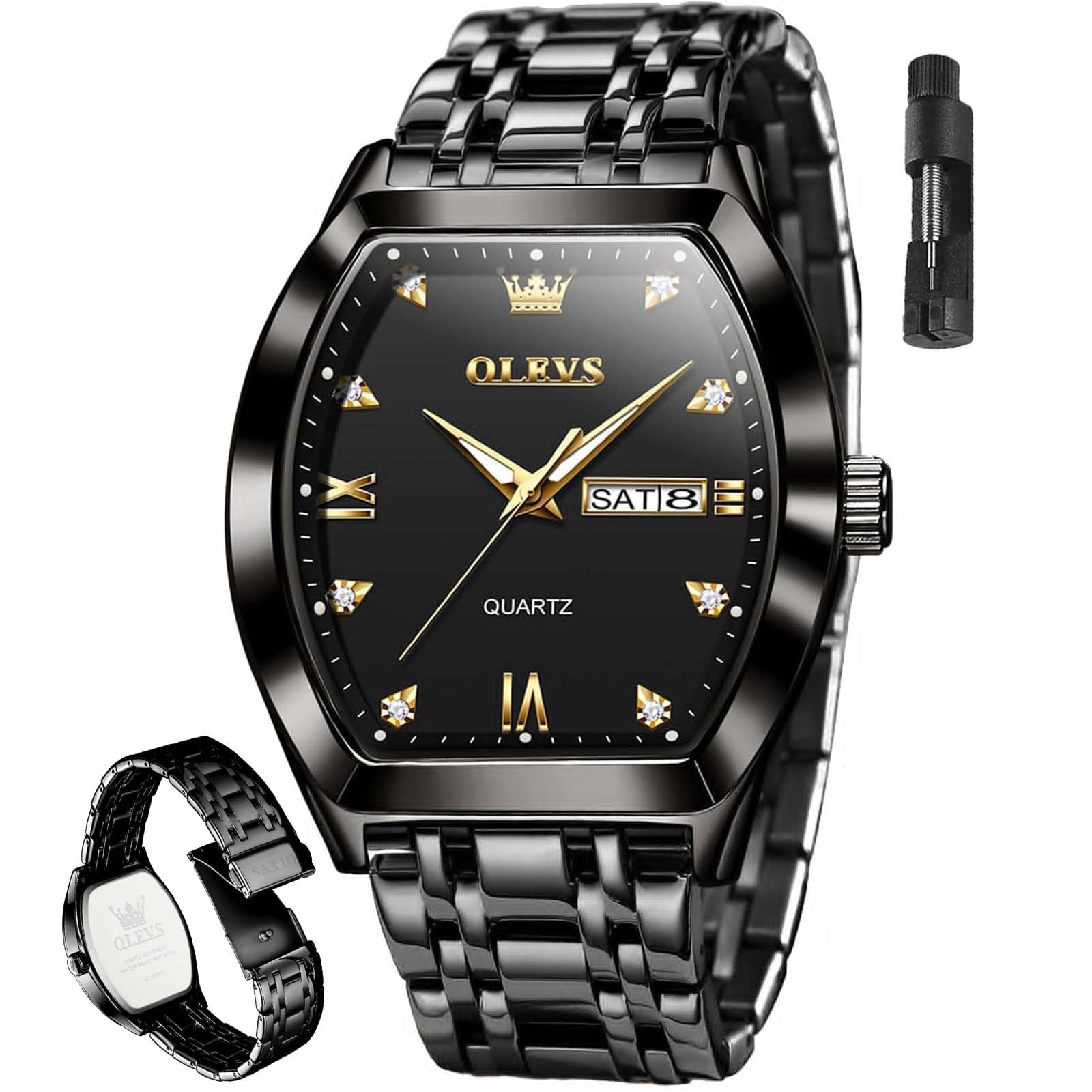 OLEVS Men's Luxury Analog Quartz Watch with Date Two Tone Stainless Steel Waterp