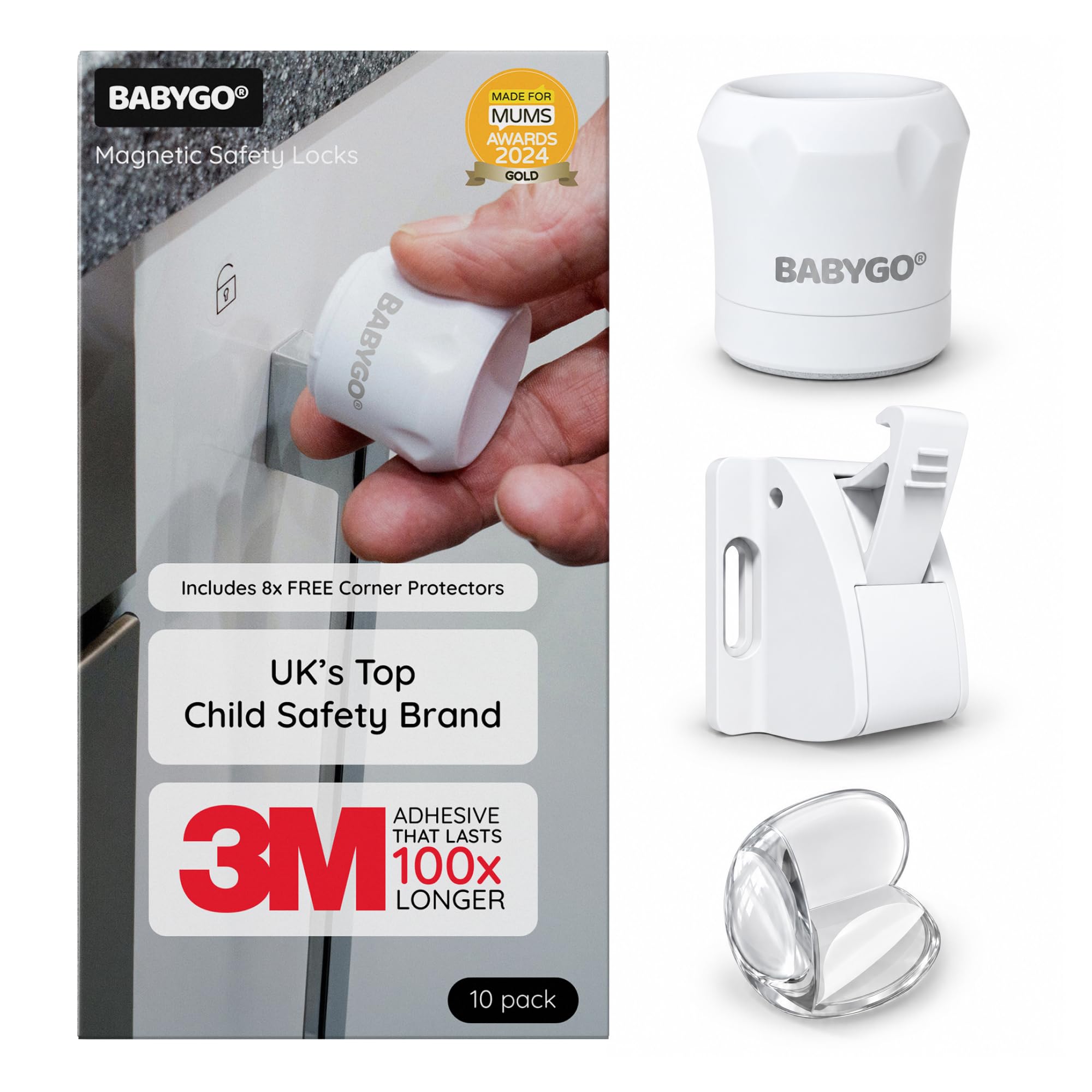 BABYGO® Magnetic Kitchen Cupboard Locks, Child Safety, 10 Locks, 2 Keys | UK No.