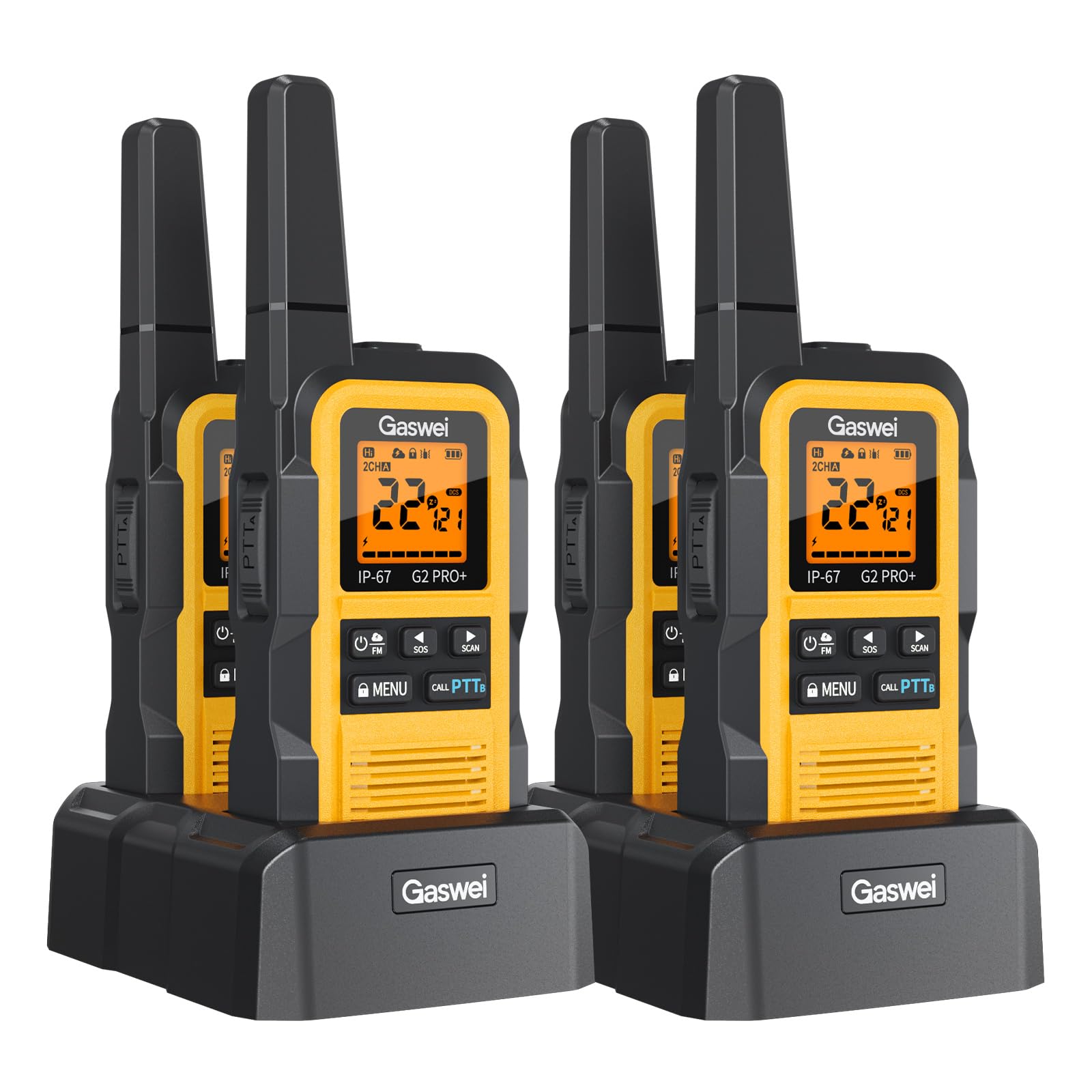 G2Pro+ IP67 Waterproof Floating Walkie Talkies Long Range with Double PTT,FM Rad