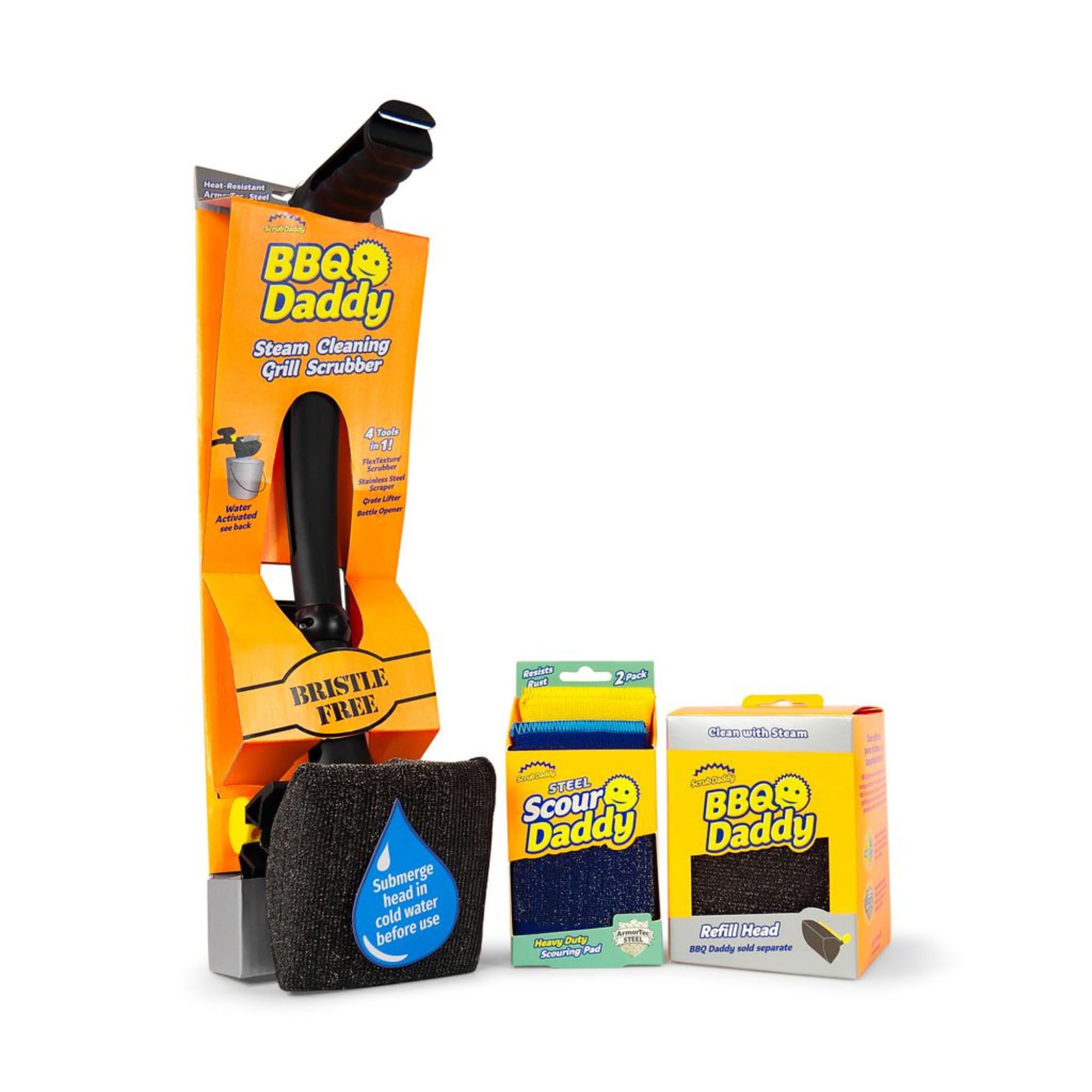 Scrub Daddy BBQ Daddy Grill Cleaner Kit - Bristle Free Grill Brush with Refill +