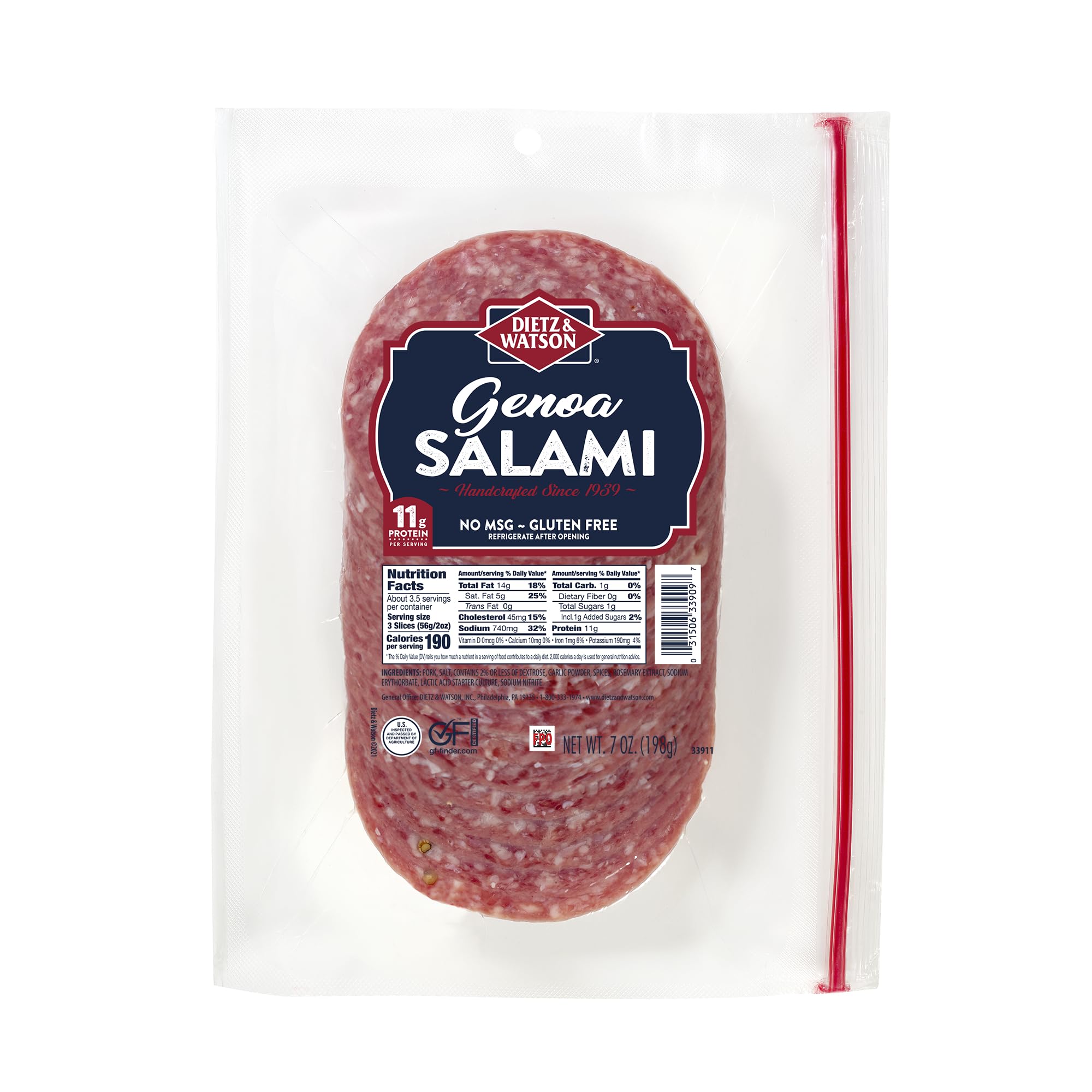 Dietz & Watson Pre-Sliced Genoa Salami, 7 oz