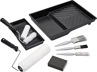 Harris Walls & Ceilings Essentials Decorating Set | 11 Pieces | 9" Roller Sleeve, 4" Roller Sleeve, Sanding Block, 3 Paint Brushes