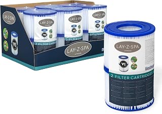 Bestway Filter Cartridge VI for Lay-Z-Spa, White and Blue, Pack of 6 | Official Replacement, Compatible With All Lay-Z-Spa Models, Reusable, Dirt & Grime Filtration, Pump Protection