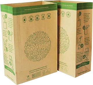 Hytrend-Kitchen Food Waste Bag-120 Bags -%100 Compostable paper Bag - Leak Resistant Liner - Plastic Free - Small-Certified by BNQ and BPI