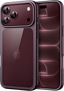 JETech Bumper Cover Retro Transparent for iPhone 18 Pro Max, Dark Cherry