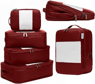 6-Pack Large Compression Packing Cubes for Travel - Lightweight Compression Packing Cube Set, Water-Resistant Luggage Organizer Bags & Suitcase Organizers, Travel Cubes for Carry-On, Checked Luggage