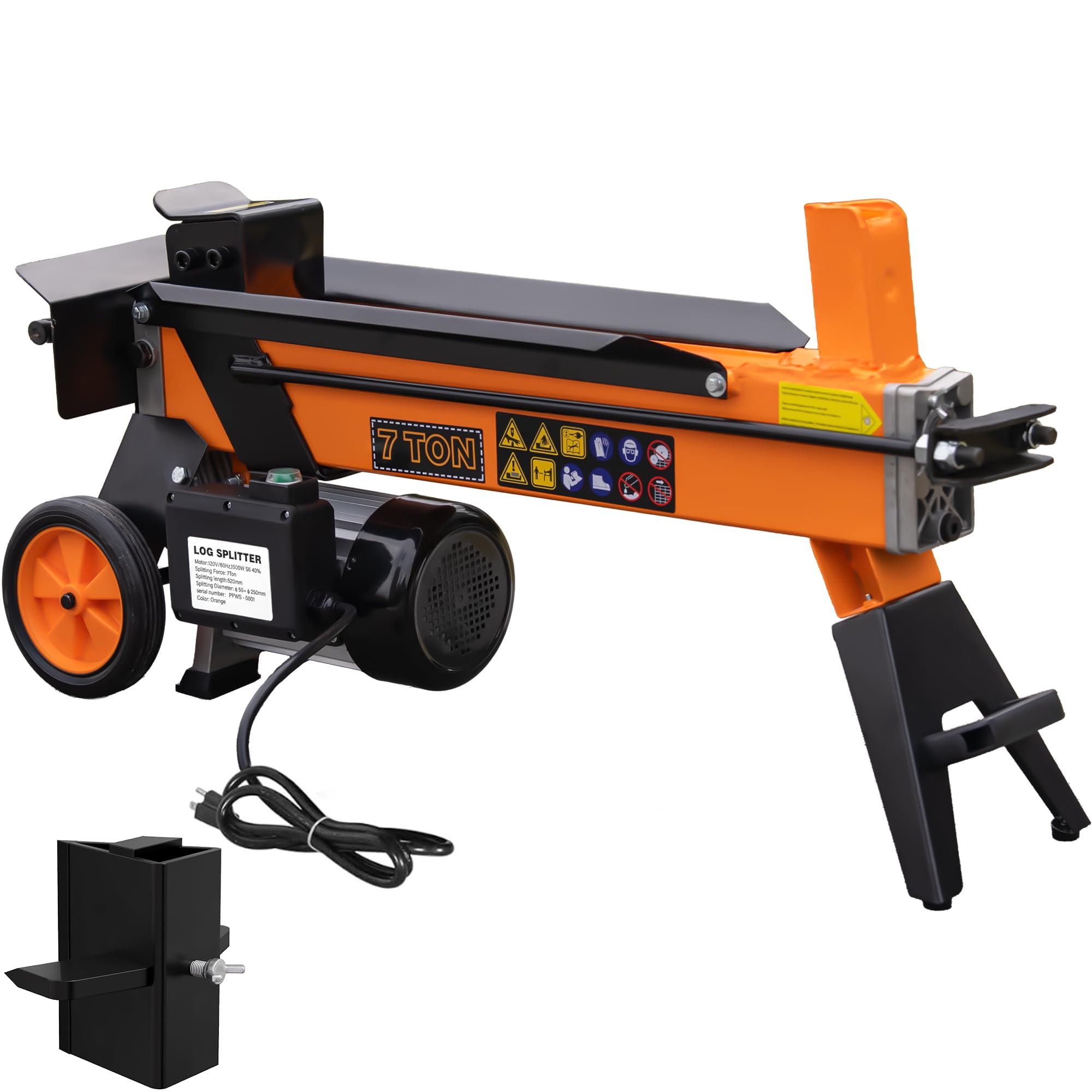 PPOLB 7 Ton Electric Wood Splitter, 15Amp Hydraulic Log Splitter with Detachable