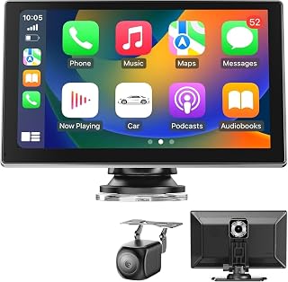 9.24" Carplay Screen for Car with Apple Car Play & Android Auto | Support 4K Front & 1080P Rear Camera, Carplay with GPS, Mirror Link, Voice Control, Plug and Play & Free 64GB Card