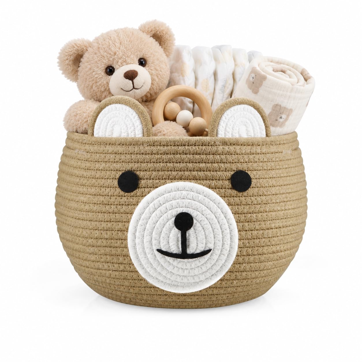 PandaEar Cotton Rope Baby Basket, Baby Diaper Caddy Organizer with Handle, Nurse