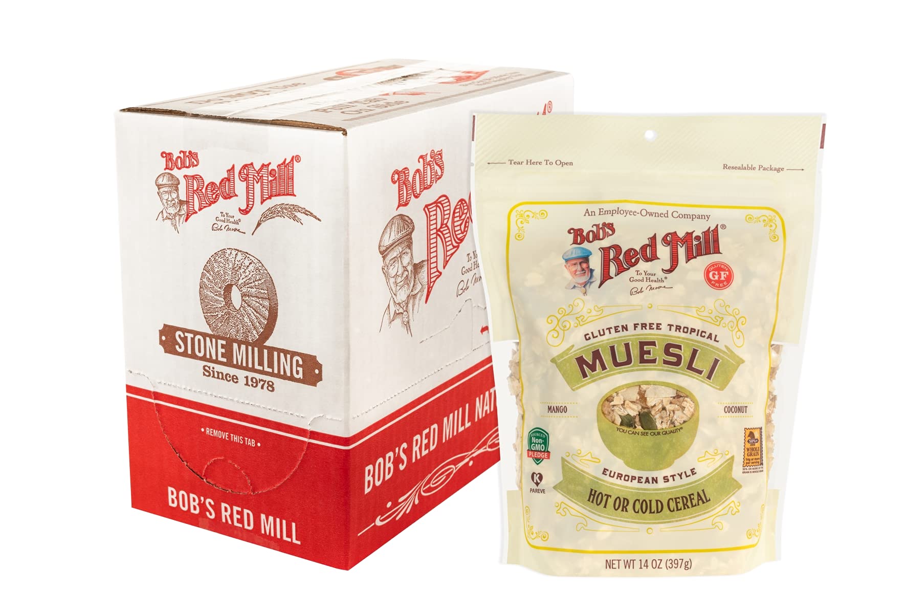 Bob's Red Mill Gluten Free Tropical Muesli, 14oz (Pack of 4) - Gluten Free, Non 