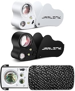 JARLINK 3 Pack 30X 60X 90X UV LED Illuminated Jewelers Loupe | Equipped with LED and UV Black Light, Handheld Eye Magnifier for Jewelry, Diamond, Coin and Stamp Appraisal
