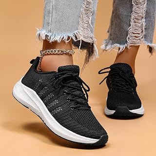 Blackwhite Women's Knit Sneakers Breathable Slip on Waved Platform Sole Walking Casual Shoes