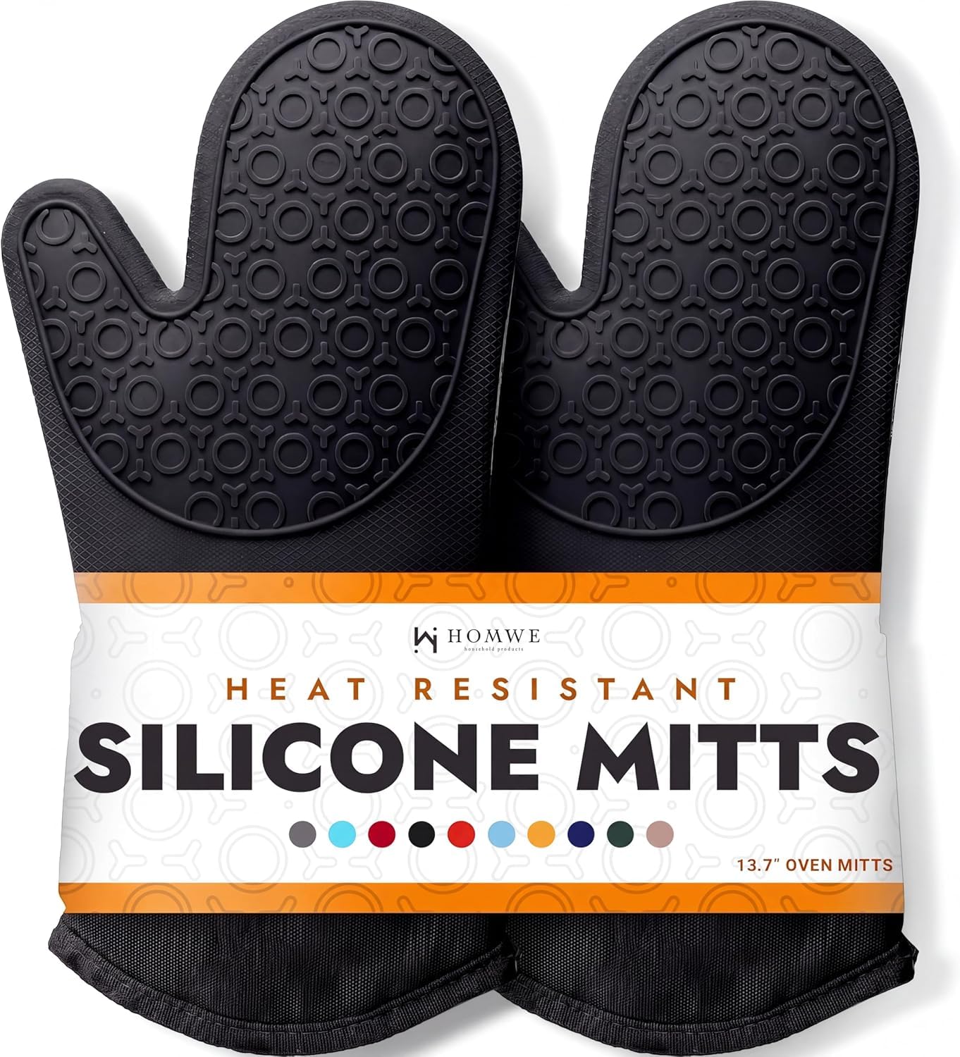 BPA-Free Silicone Oven Mitts Ultra Heat Resistant up to 500°F - Oven Mitts with 