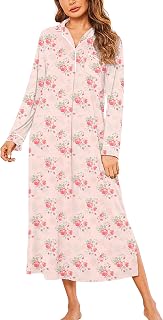 Ekouaer Long Sleeves Nightgowns for Women Button Down Night Gown