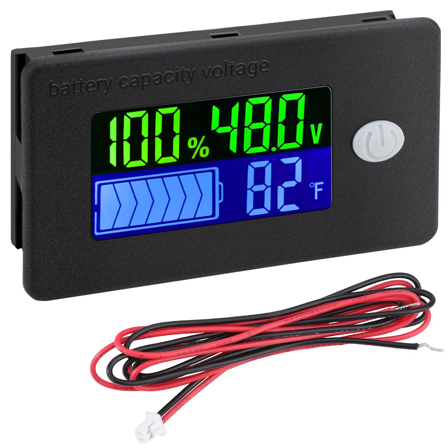 DROK 48v Golf Cart Battery Meter - LCD Display Lithium Battery Monitor 10-100v V