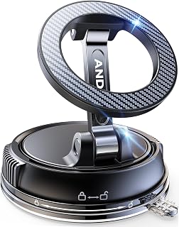 Compact Foldable Car Phone Holder for Magsafe [78+LBS Strongest Suction & 2400gf Strongest Magnetic] 360° Adjustable Car Phone Mount, Phone Holders for Your Car for iPhone 18-12 Pro Max (Carbon Fiber)