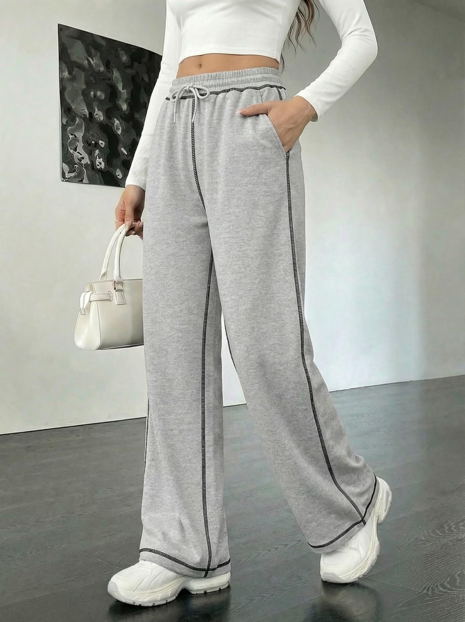 Women's Wide Leg Sweatpants High Waist Jogger Pants for Loungewear