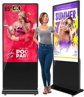MWE 65 Inch 4K Touchscreen Kiosk, Indoor Floor Standing Digital Signage Displays, Advertising Display LCD Kiosk, Interactive Display Poster Android System with Auto Media Player, HDMI/USB/WIFI,CMS
