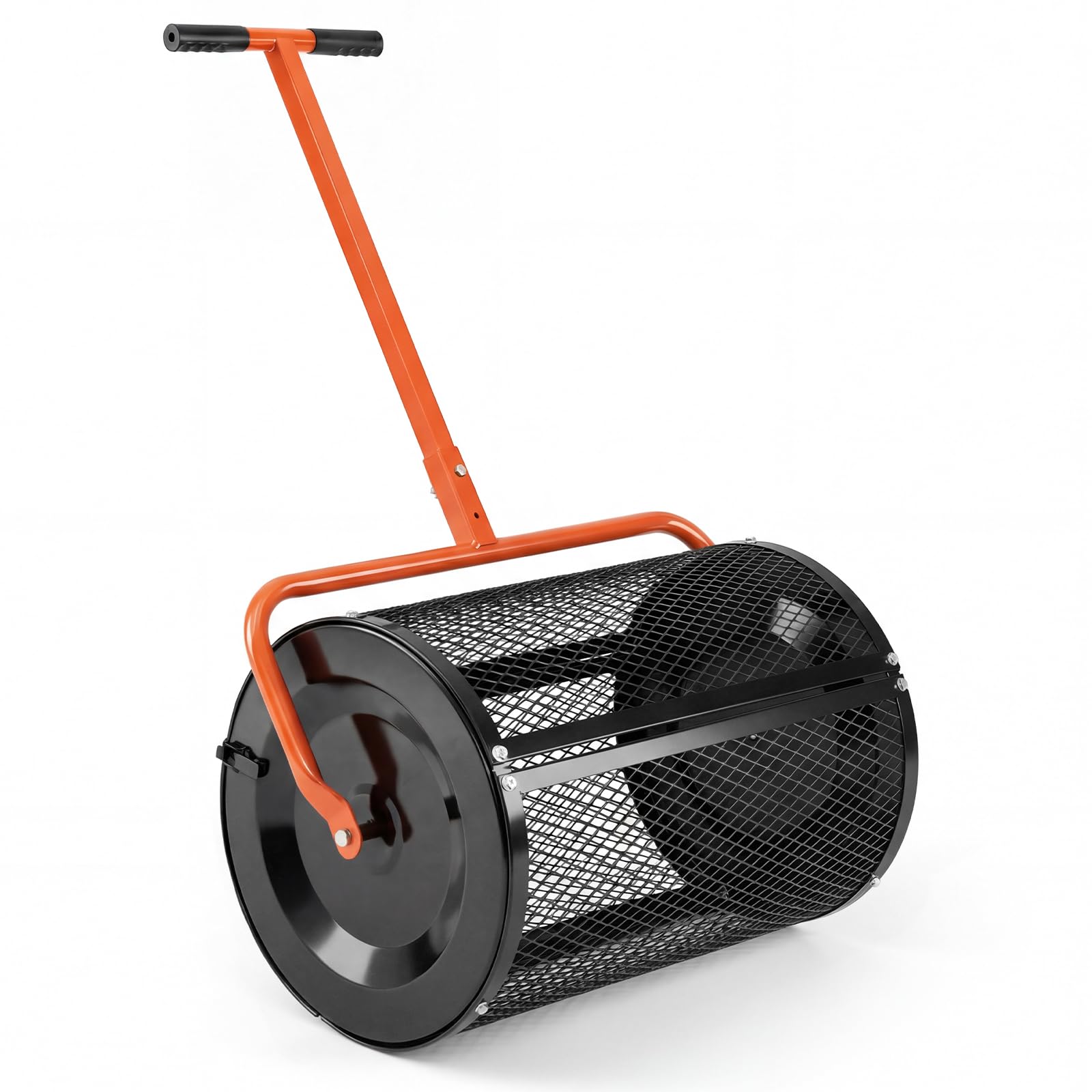 Goplus Compost Spreader, 24" Peat Moss Spreader Roller w/Height-Adjustable T-Sha