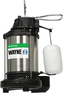 WAYNE CDU980E 3/4 HP Submersible Sump Pump – Cast Iron & Stainless Steel, Vertical Float Switch, 5,490 GPH, 5-Year Warranty