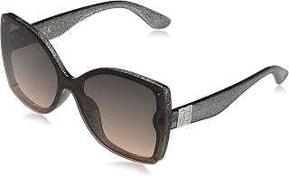 Jessica Simpson J5796 Glitter Butterfly Shield Sunglasses with Metal Signature Logo Temple and 100% UV Protection, 60 mm