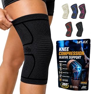 Uflex Athletics Knee Brace Sleeve Men & Women | Knee Compression Sleeve Support for Arthritis Joint Pain Relief, Workout, Swelling, Sports, Circulation, Running ACL Recovery