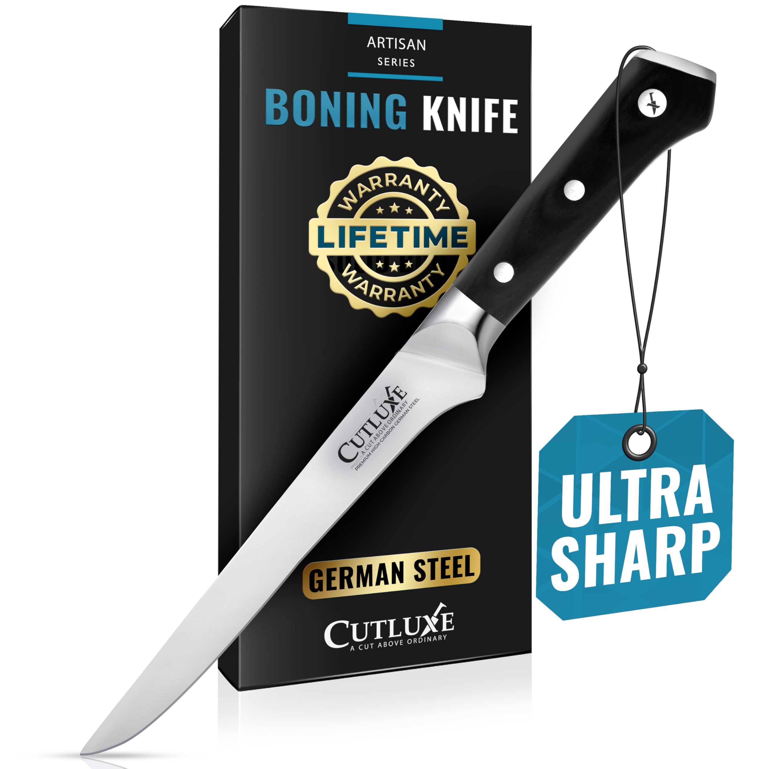 Cutluxe Boning Knife, Fillet Knife for Fish & Meat – German Steel