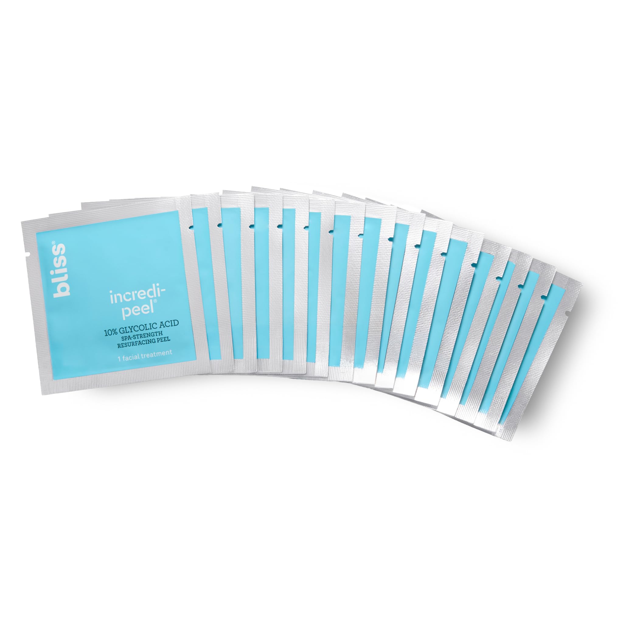Bliss Incredi-Peel AHA Glycolic Acid Exfoliating Facial Peel Pads, 15 Count