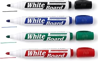 REQUISITE NEEDS White Board Marker Pens Fine Tip Low Odour Vivi Colour Dry Erase Marker Pens for School Office Home (Pack of 4)