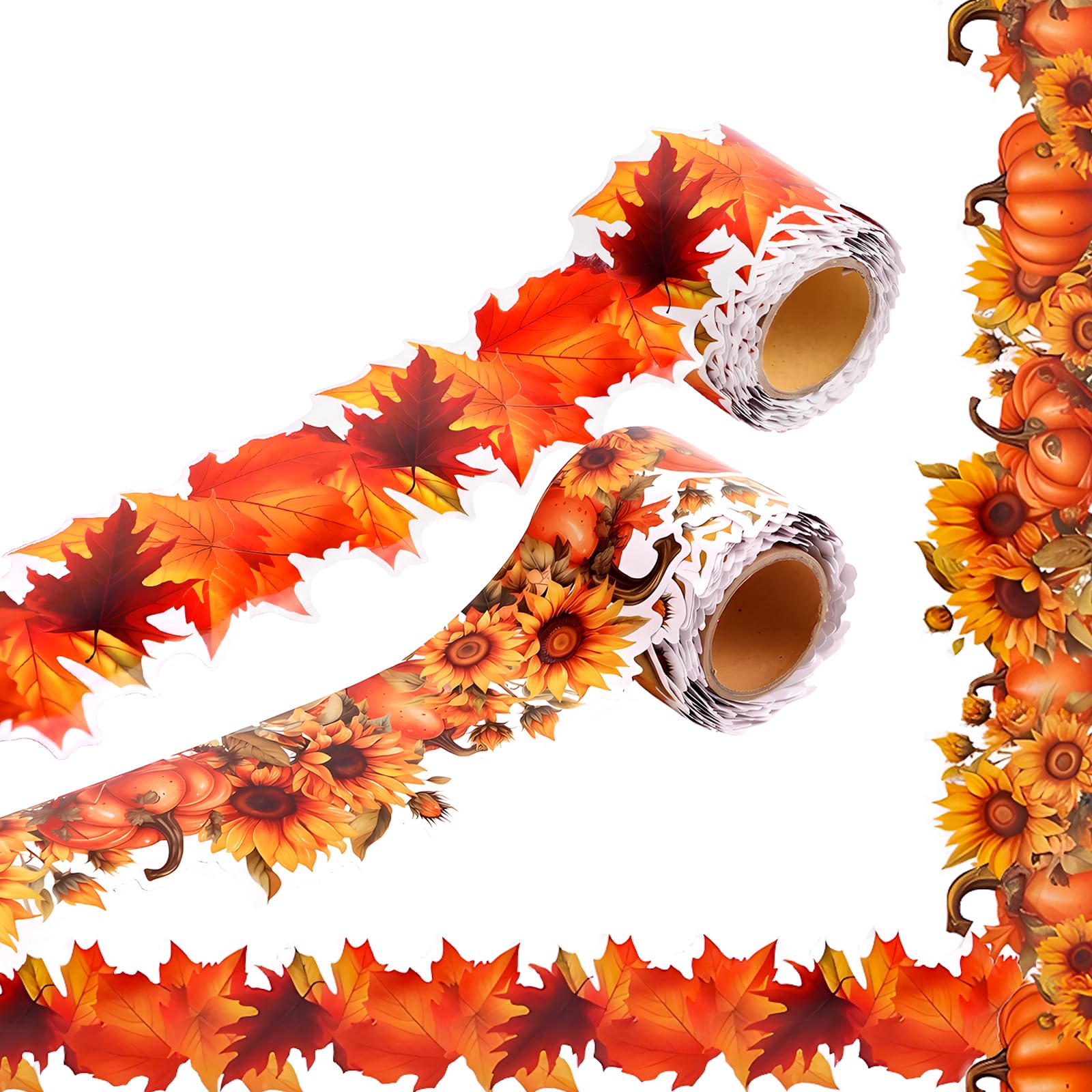 CCINEE 32Ft Fall Bulletin Board Border 2 Rolls Thanksgiving Paper Yellow Sunflow